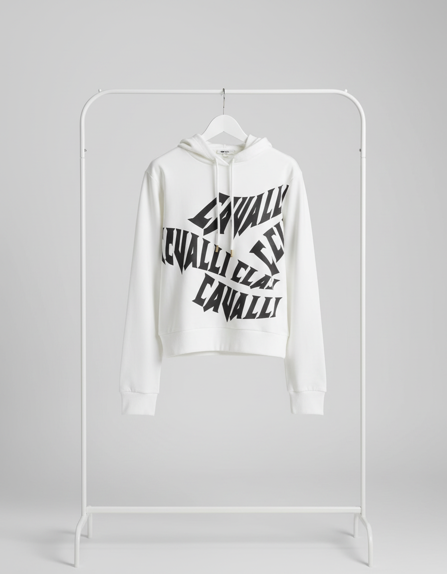Cavalli Class White Cotton Sweater